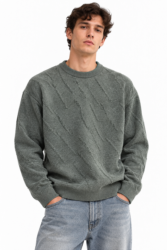 Premium Linear Structure Knit – Olive
