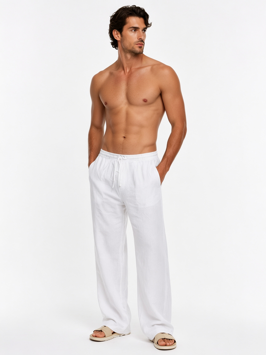 White Linen Relaxed Fit pants