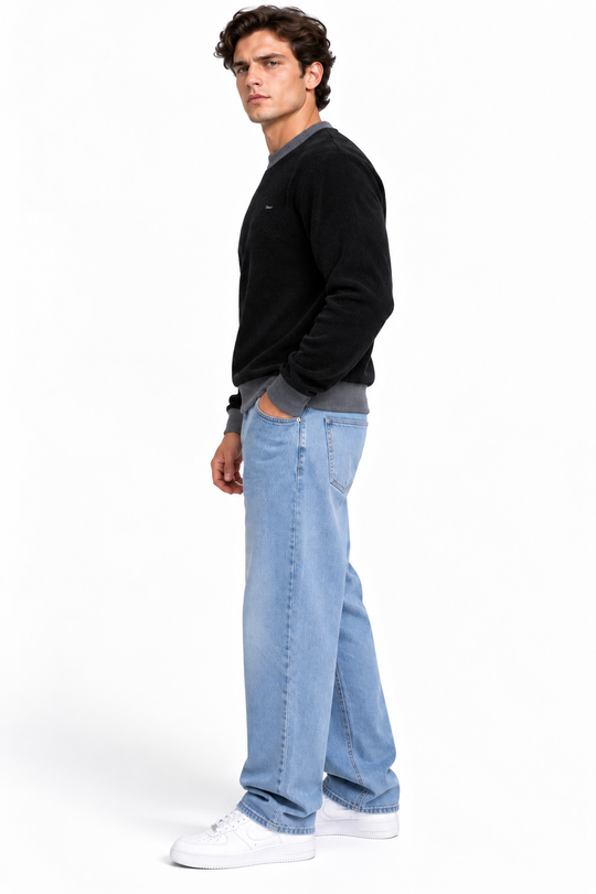 Premium Velvet Knit Crewneck – Black