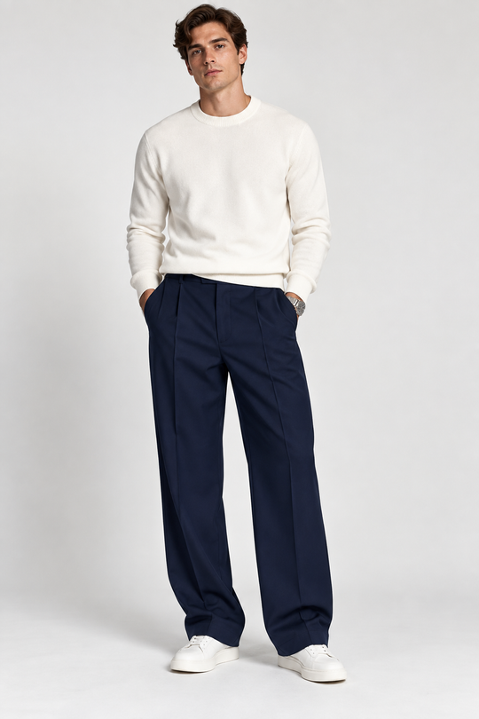 Old Money Tailored Pants-Midnight Navy