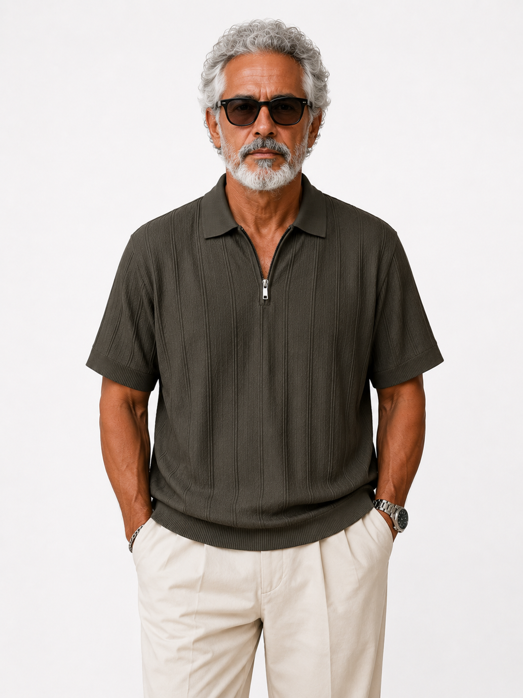 Monaco Zip Polo Dark Olive