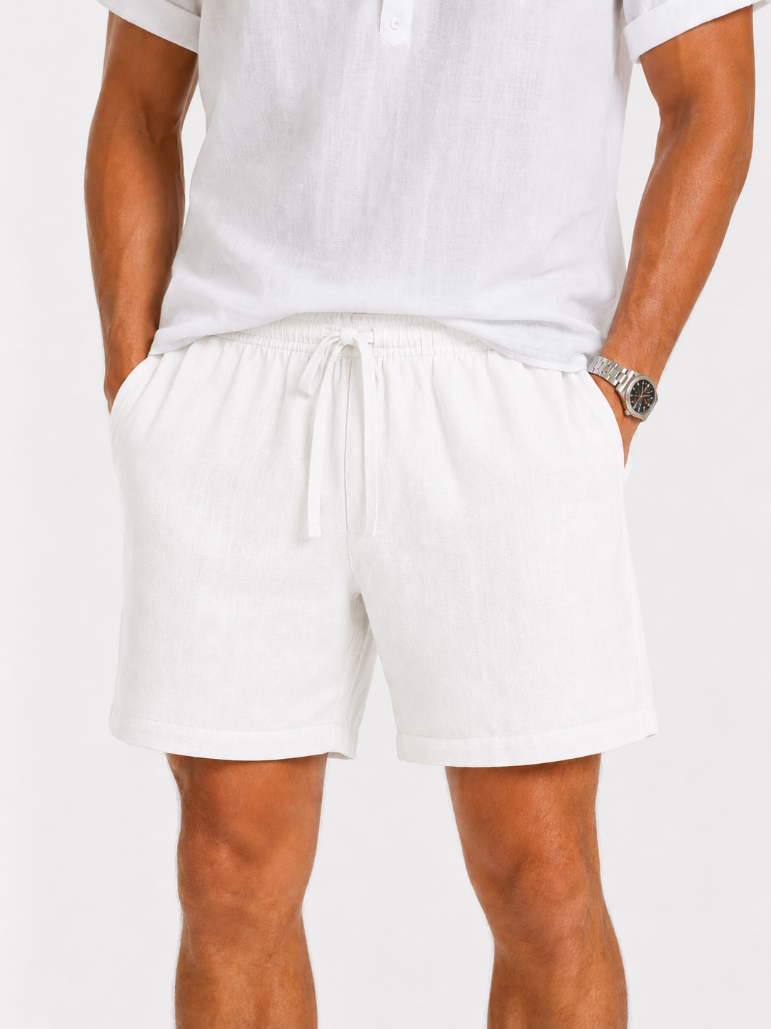 White  Linen Shorts