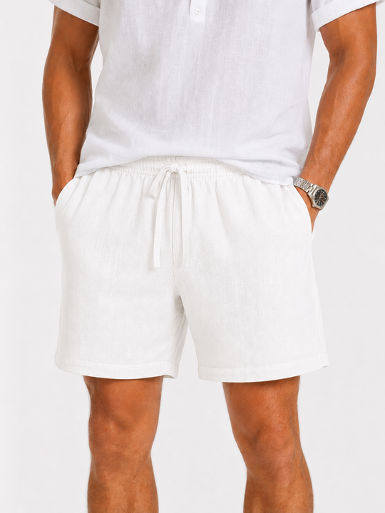 White  Linen Shorts