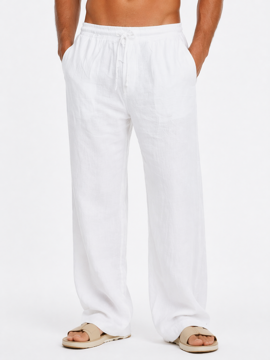 White Linen Relaxed Fit pants