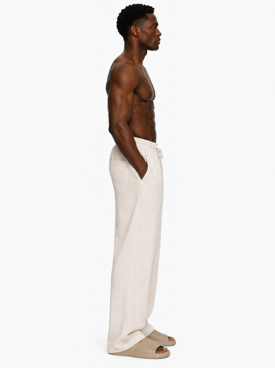 Natural Beige Linen Wide Leg