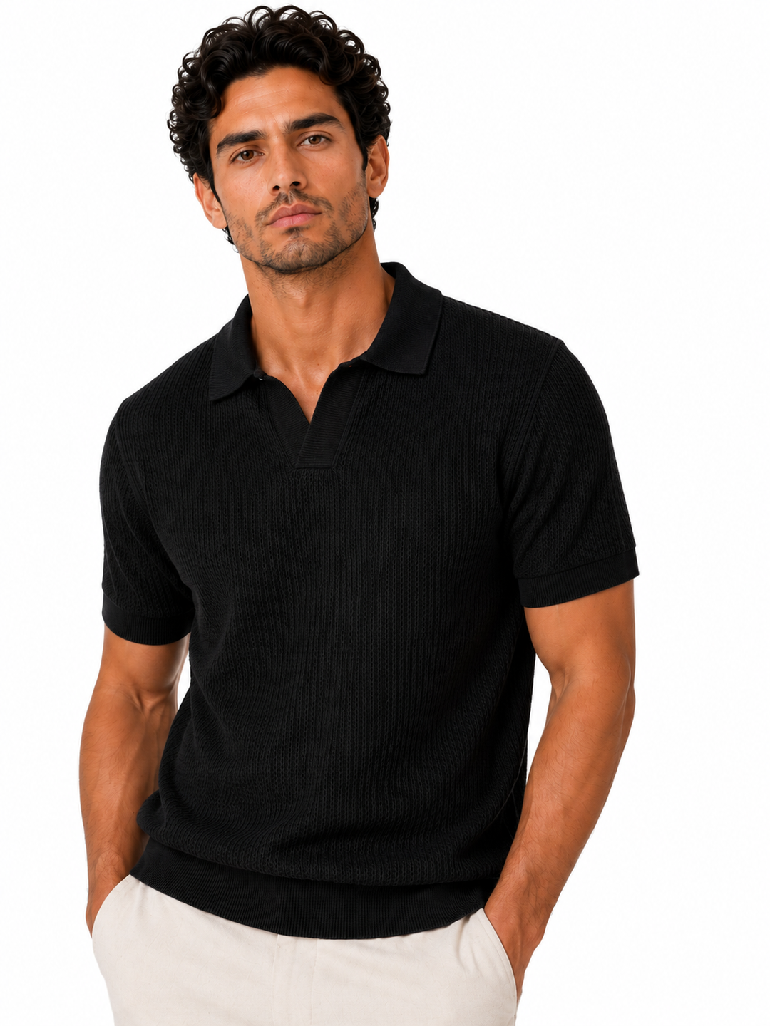 Milano Knit Polo Black