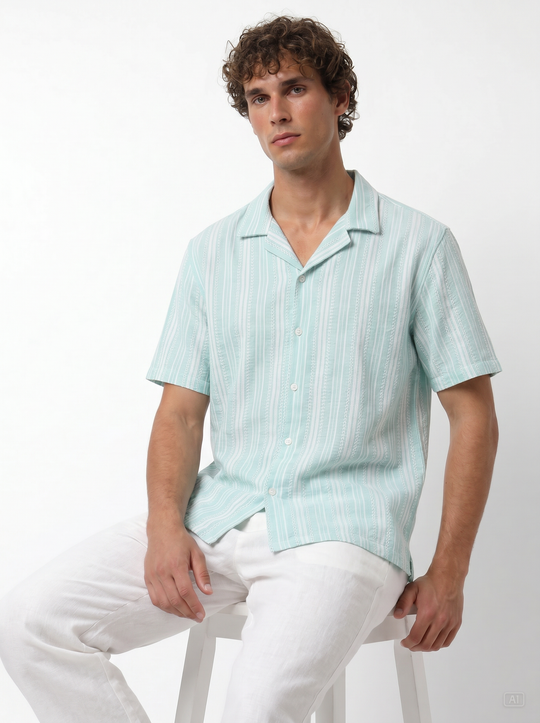Aqua Jacquard Shirt