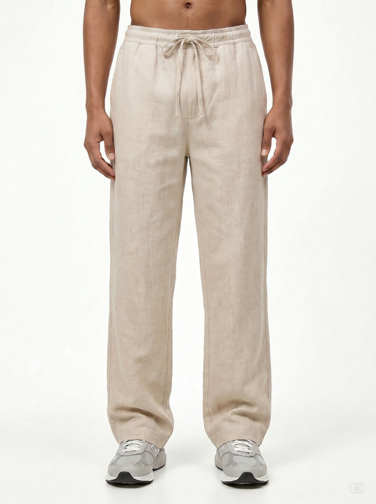 ٍٍRelaxed Linen Trousers - Oatmeal