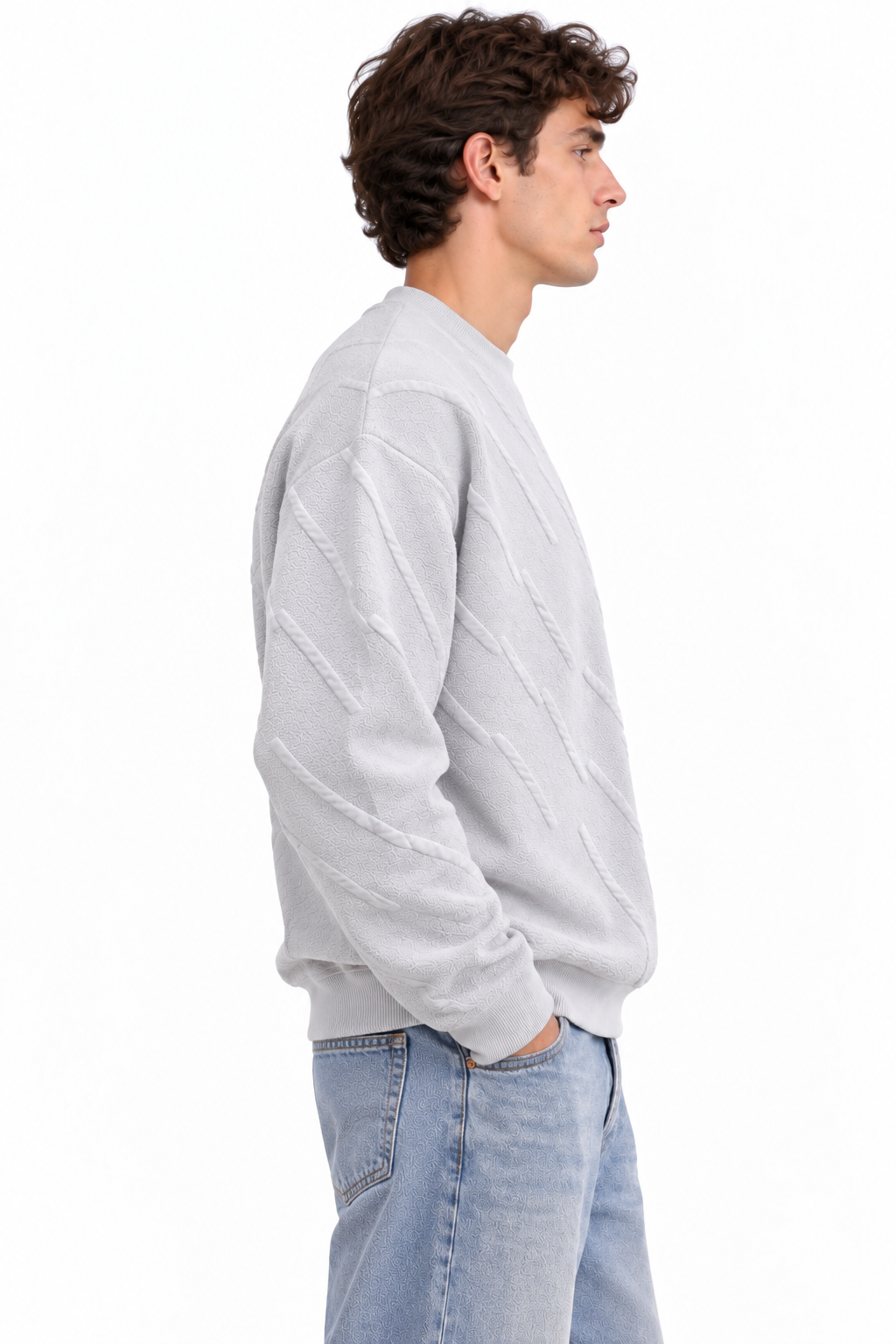 Premium Linear Structure Knit – Pearl Grey