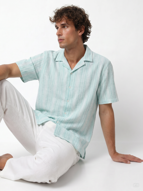 Aqua Jacquard Shirt