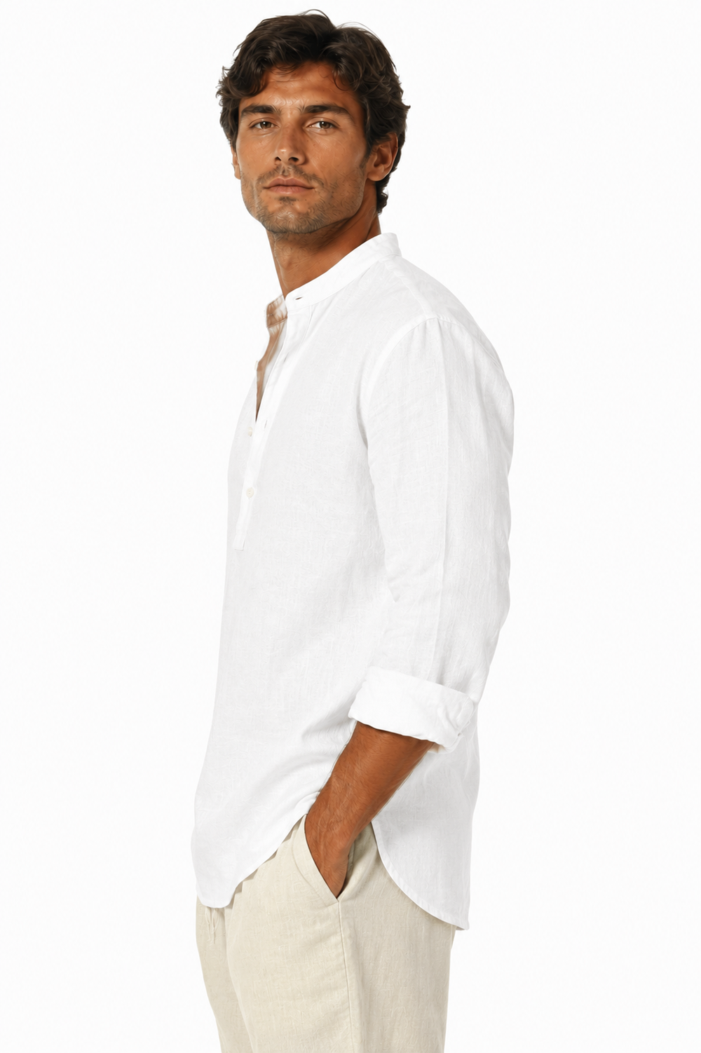 Linen Popover Shirt white