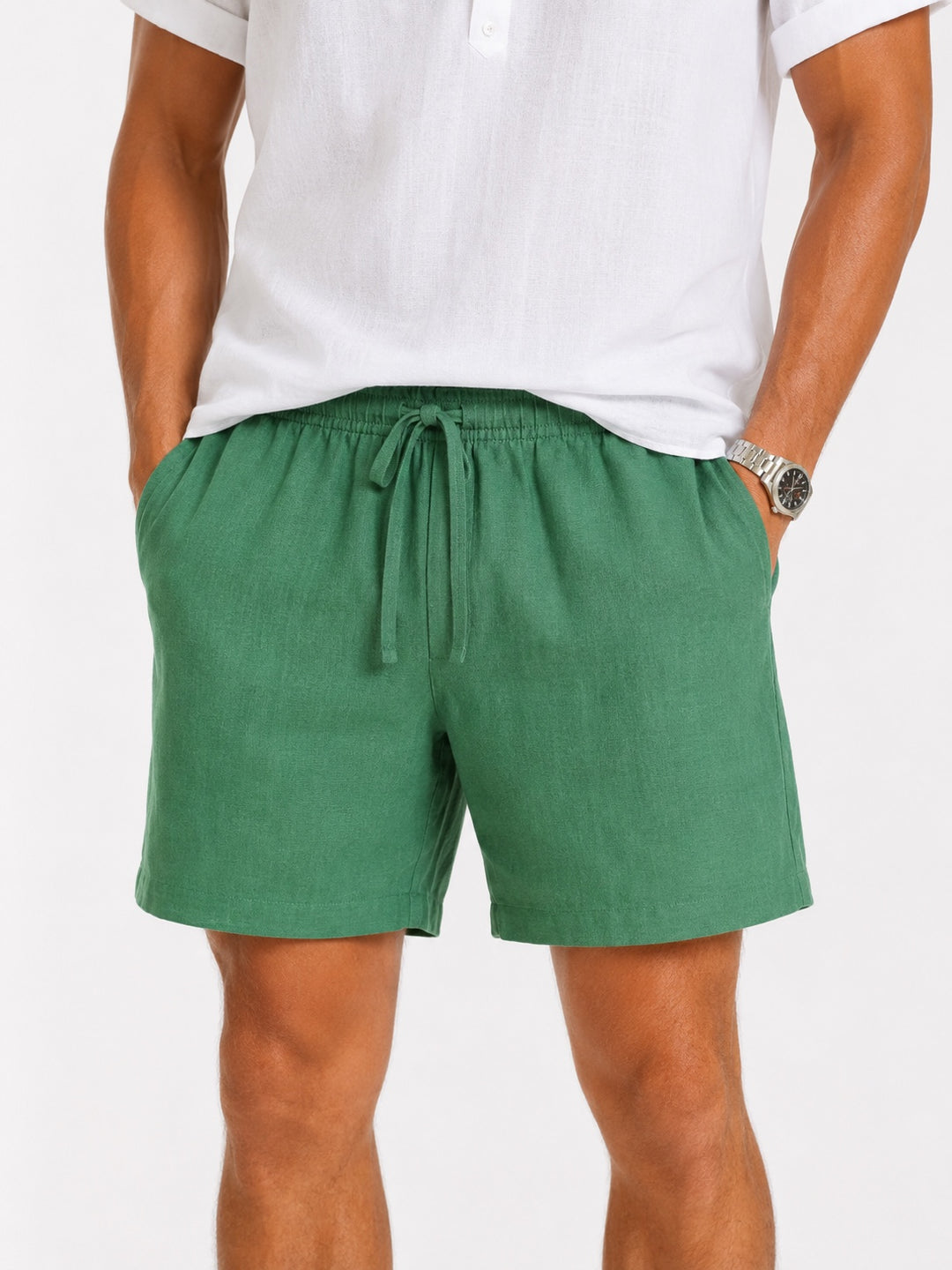 Palm Green Linen Shorts
