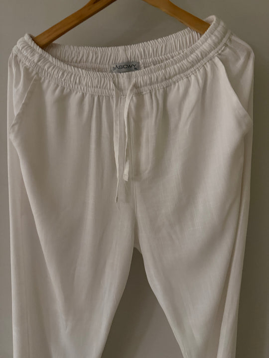 White Linen Relaxed Fit pants