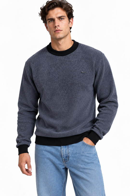 Premium Velvet Knit Crewneck – Dark Grey