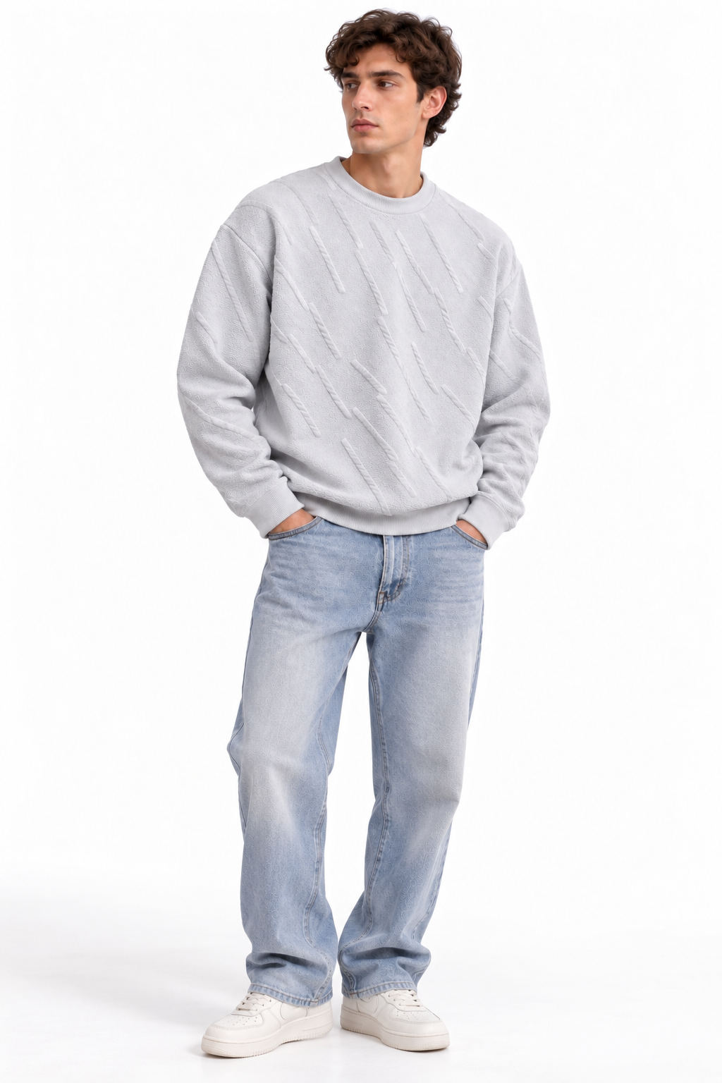 Premium Linear Structure Knit – Pearl Grey