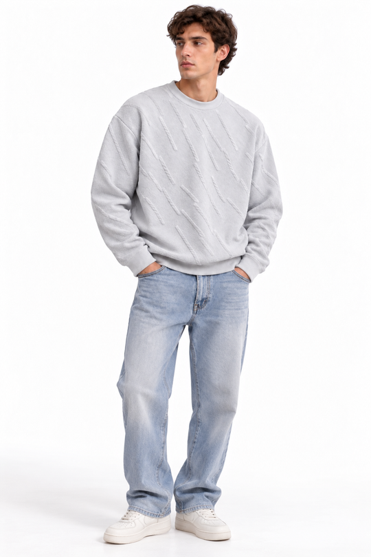 Premium Linear Structure Knit – Pearl Grey