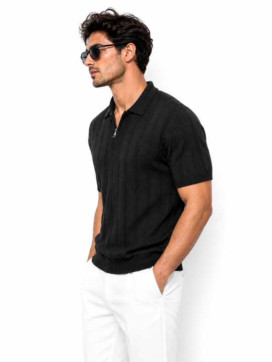 Monaco Zip Polo Black