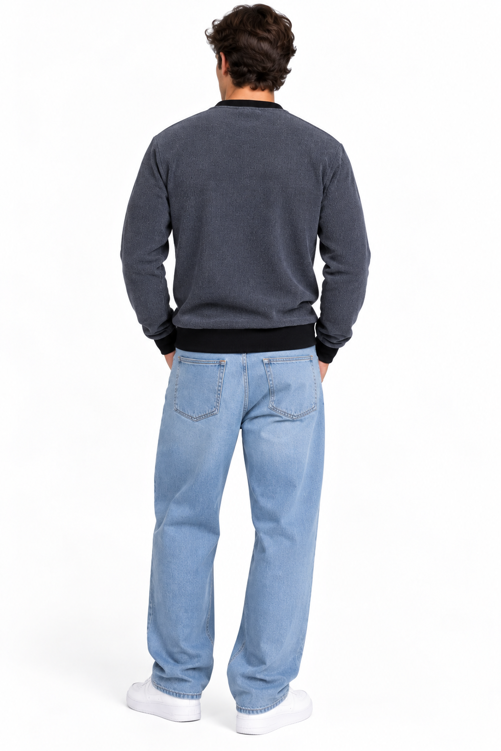 Premium Velvet Knit Crewneck – Dark Grey