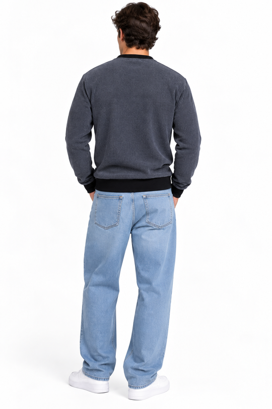 Premium Velvet Knit Crewneck – Dark Grey