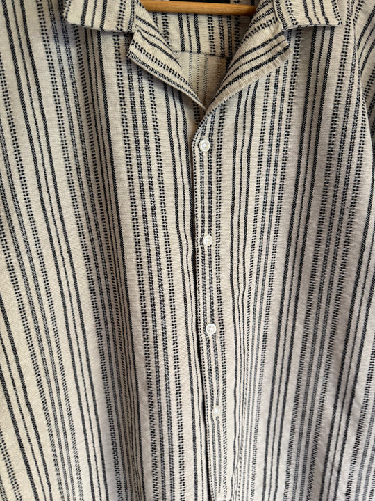 Jacquard Shirt + Linen Wide Leg Pants