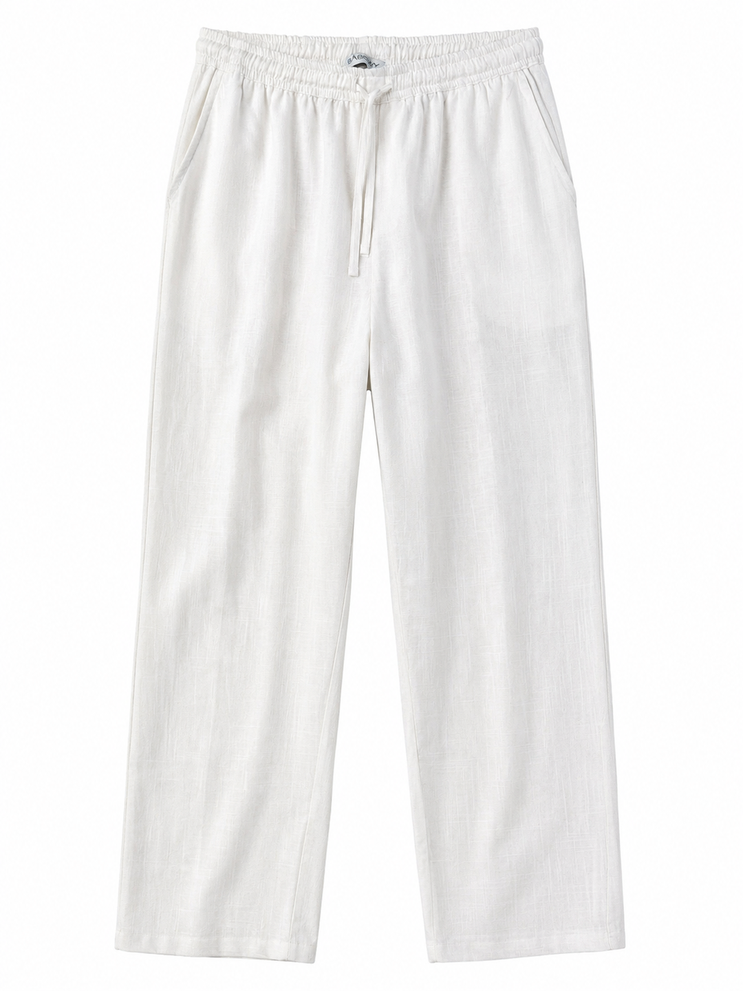 White Pure Linen Relaxed Fit pants