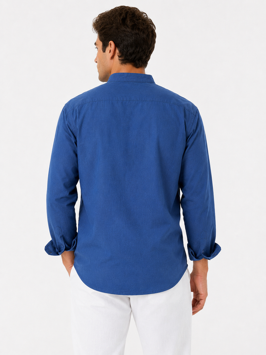 Linen Popover Shirt Ocean Blue