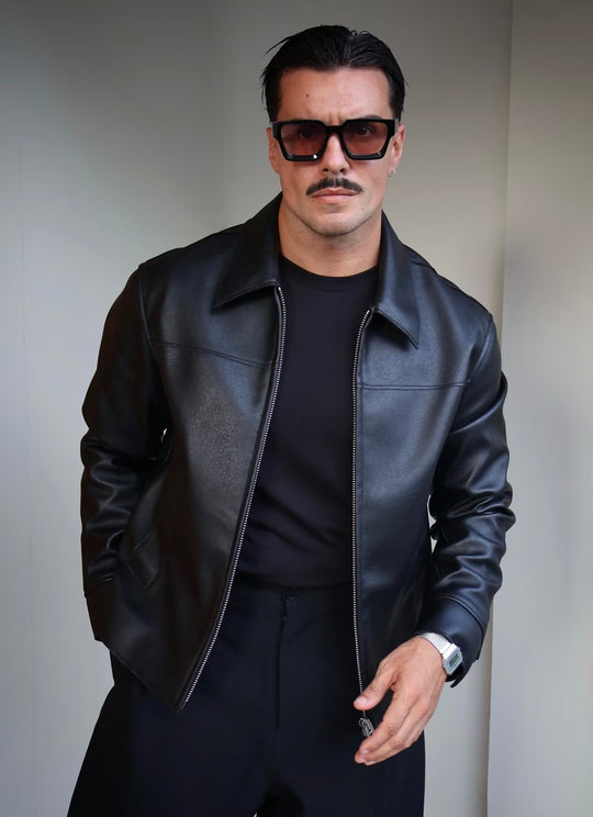 Boxy Black Faux Leather Jacket