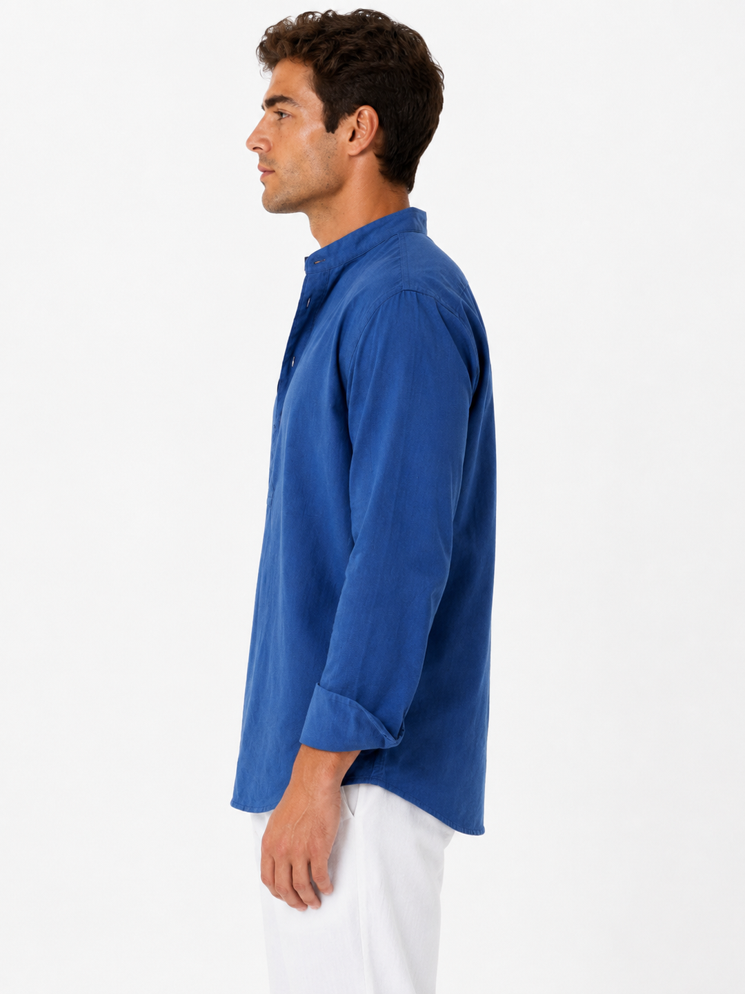 Linen Popover Shirt Ocean Blue