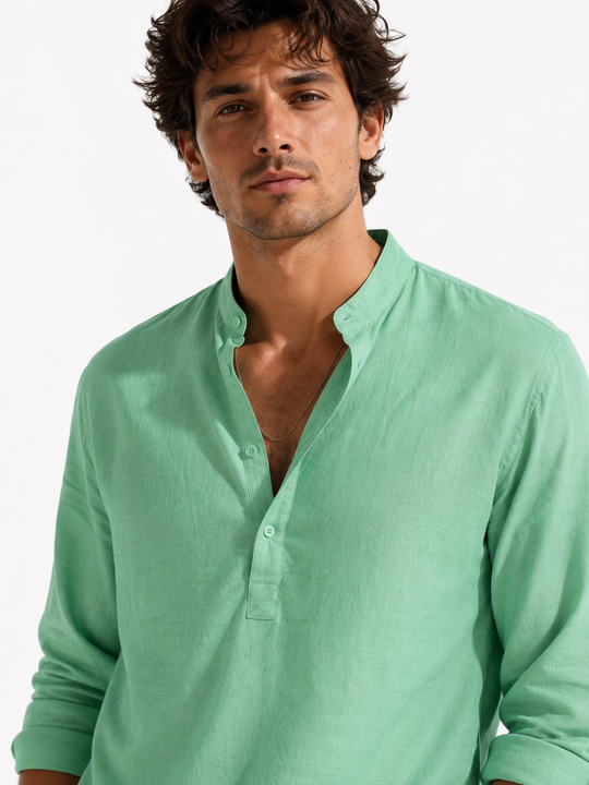 Linen Popover Shirt Seafoam Green