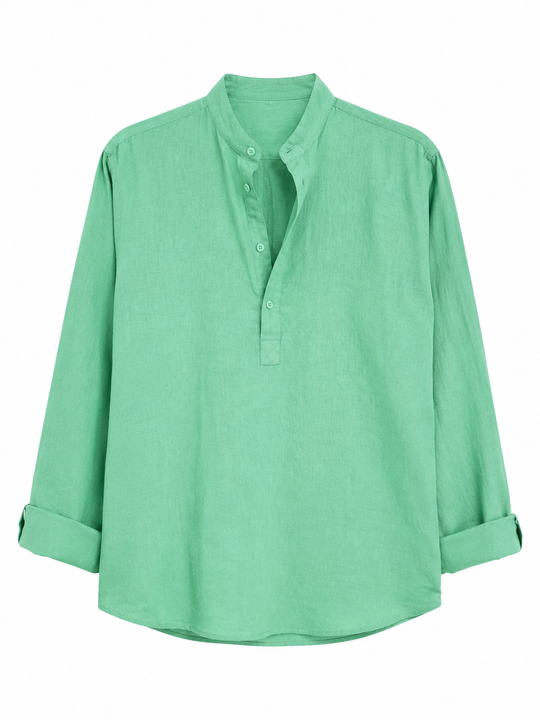 Linen Popover Shirt Seafoam Green