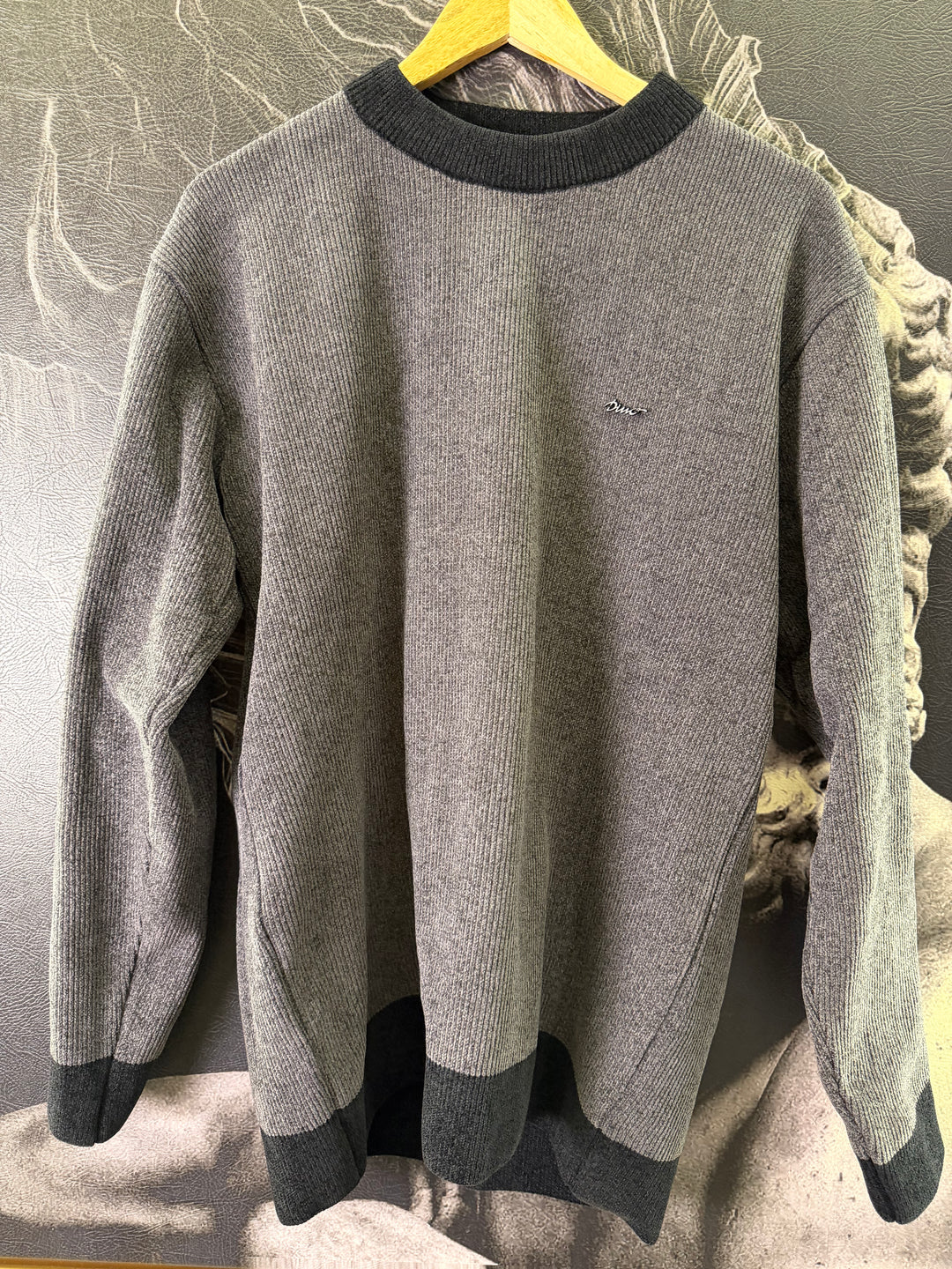 Premium Velvet Knit Crewneck – Dark Grey