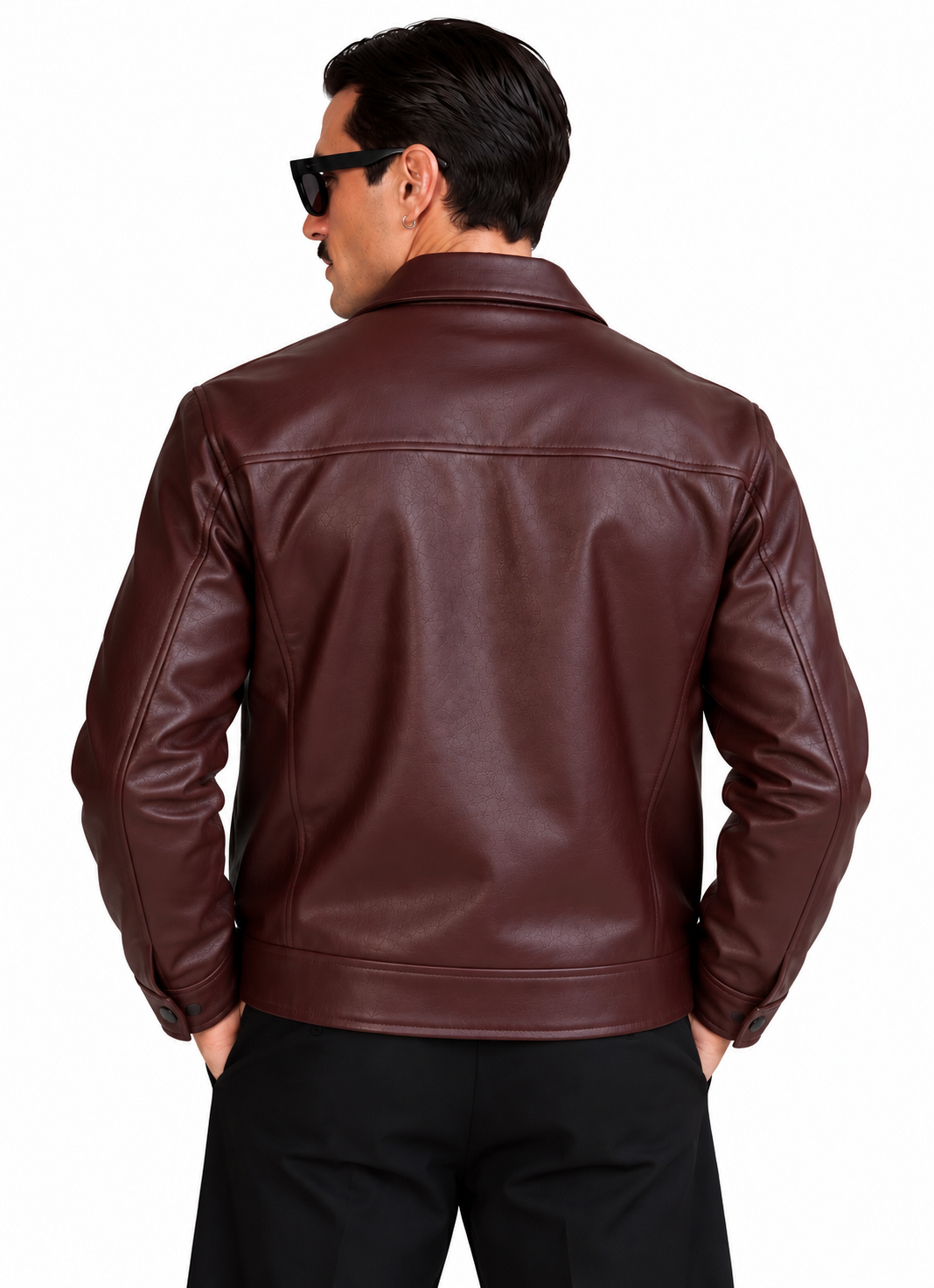 Boxy Burgundy Faux Leather Jacket