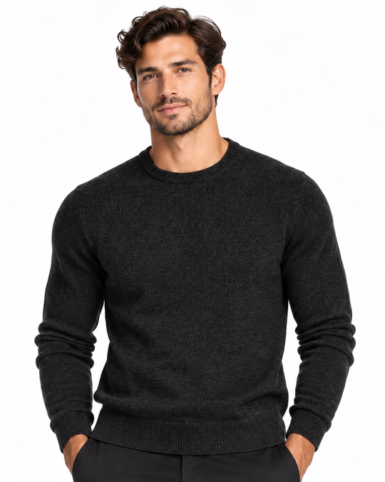 Velvet Knit Slim Fit Sweater_Black