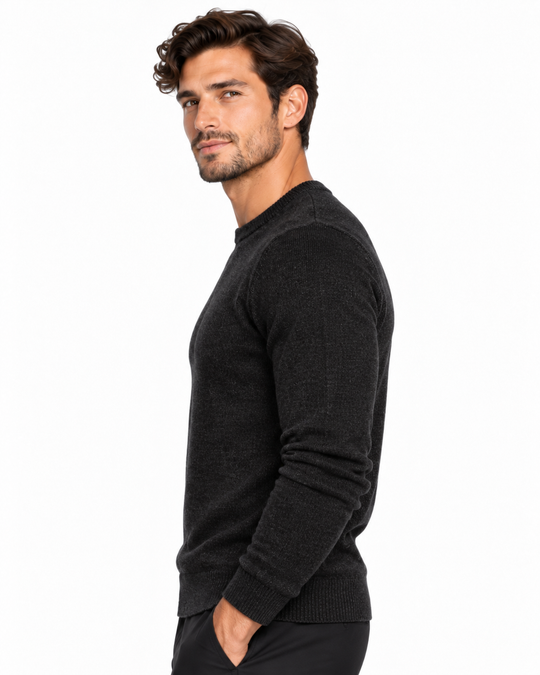 Velvet Knit Slim Fit Sweater_Black