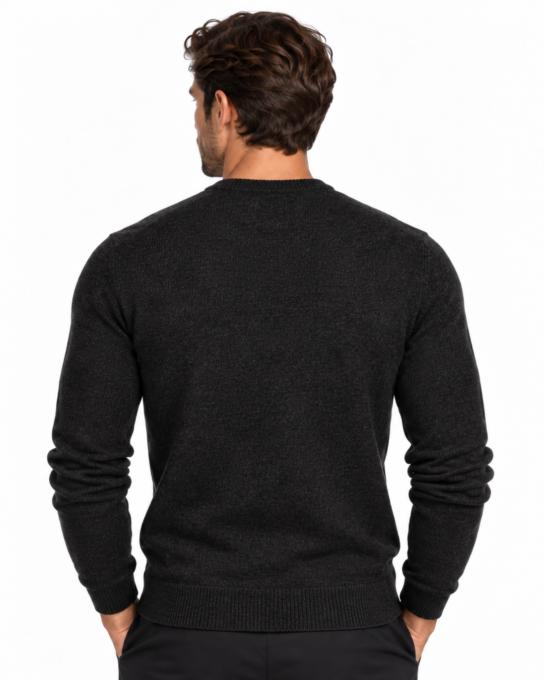 Velvet Knit Slim Fit Sweater_Black