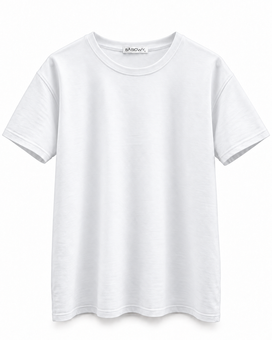 Basicwy white Regular Fit Tee