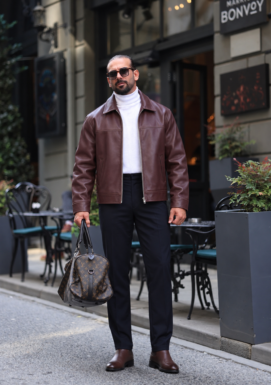 Boxy Burgundy Faux Leather Jacket