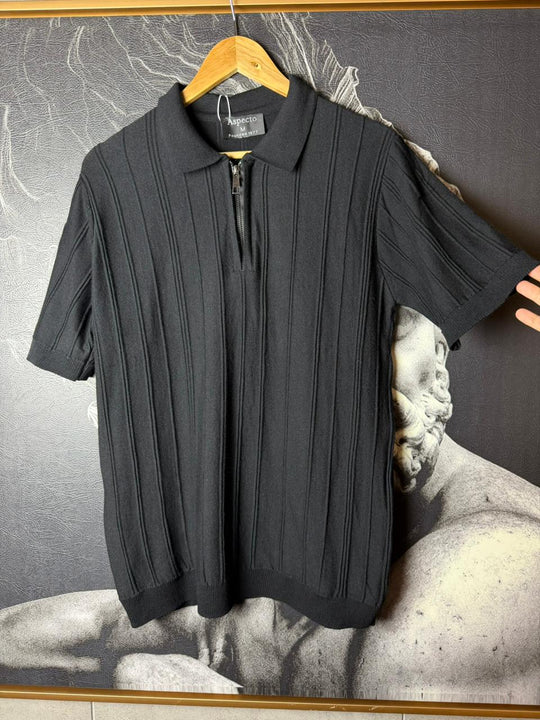 Monaco Zip Polo Black