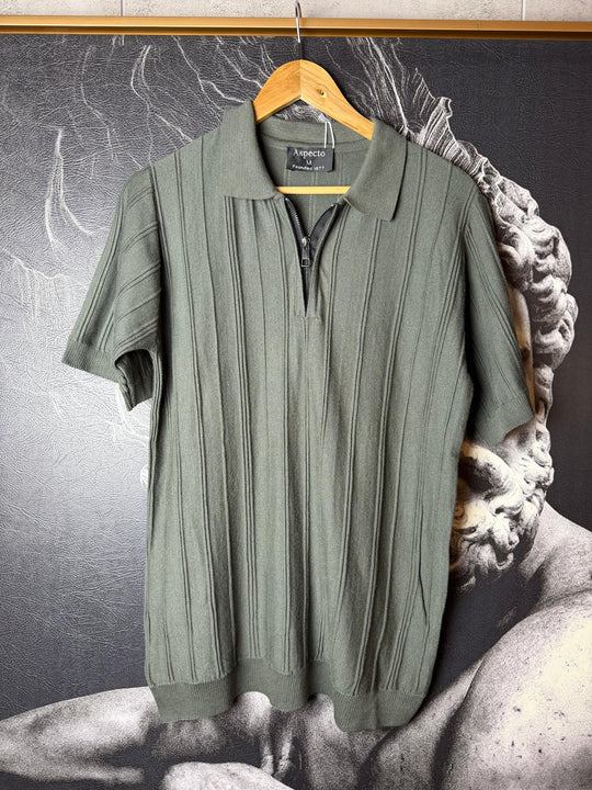 Monaco Zip Polo Dark Olive