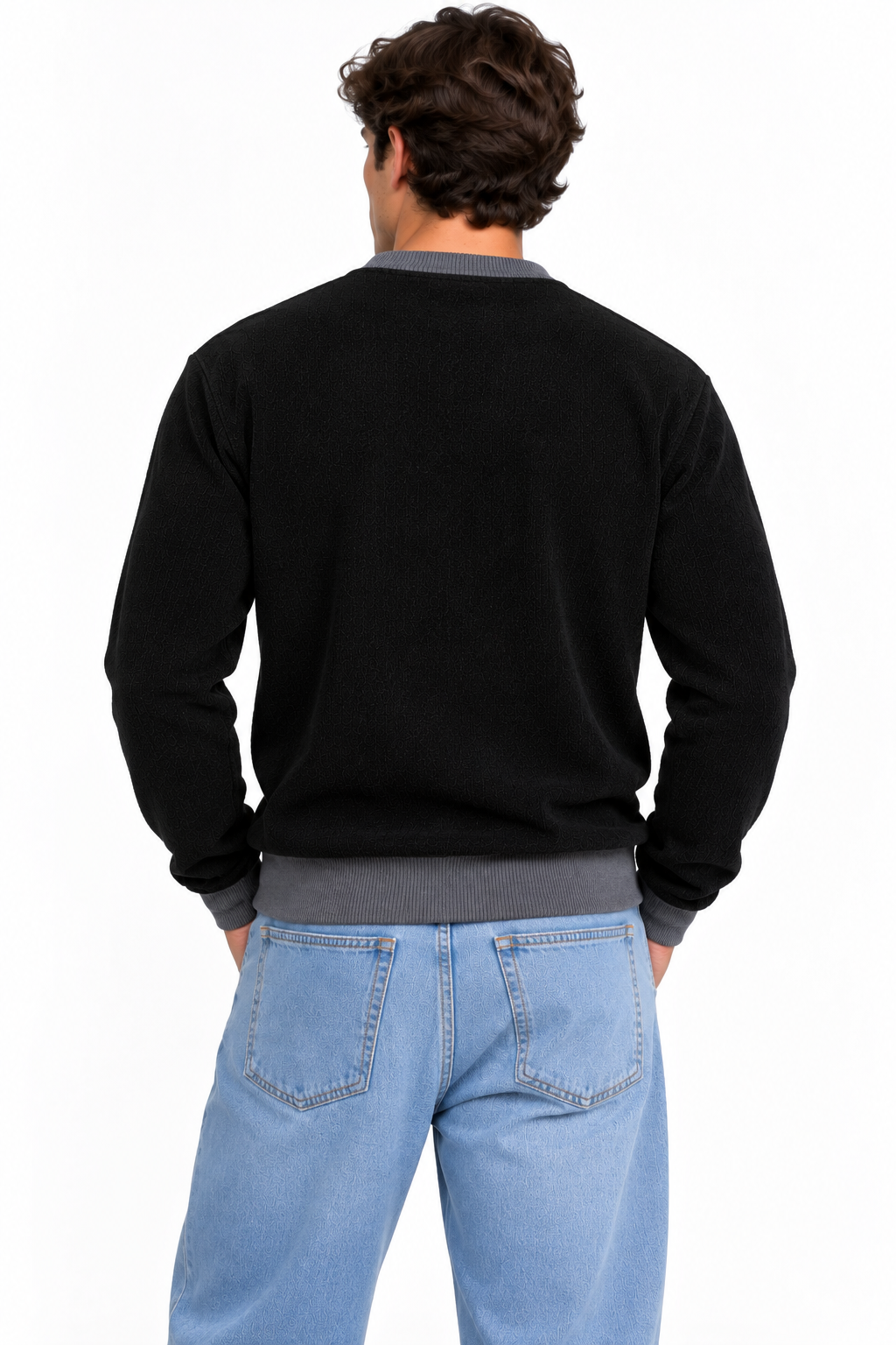 Premium Velvet Knit Crewneck – Black