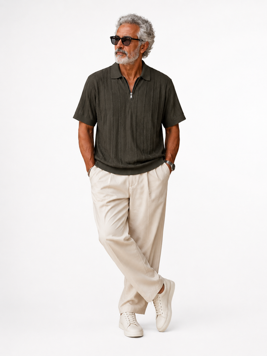 Monaco Zip Polo Dark Olive
