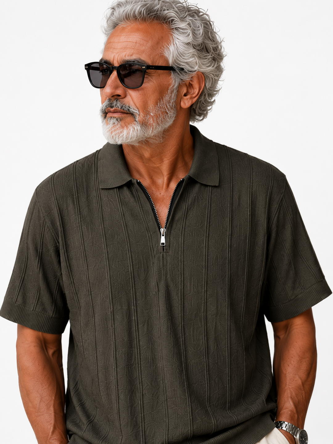 Monaco Zip Polo Dark Olive