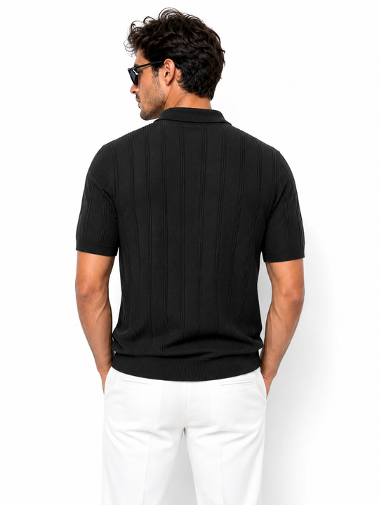 Monaco Zip Polo Black