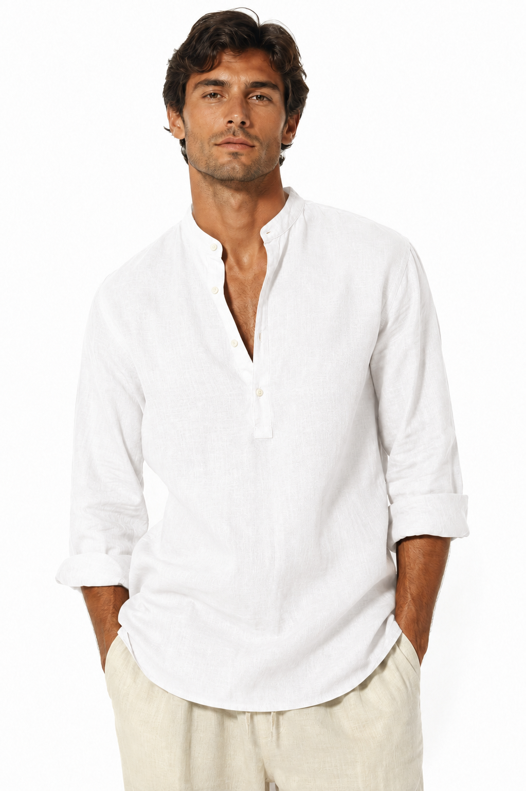 Linen Popover Shirt white