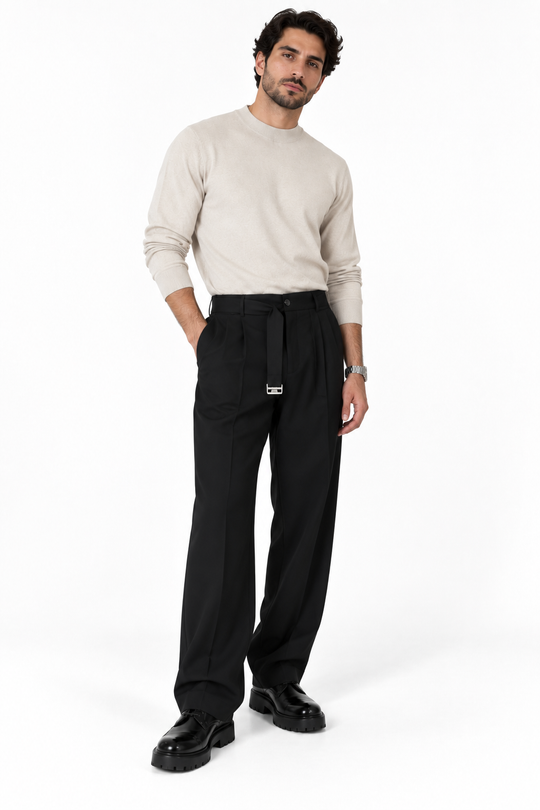 Old Money Tailored Pants-Black
