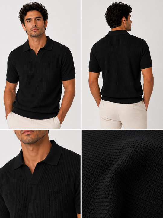 Milano Knit Polo Black