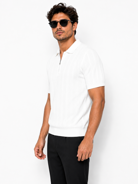 Monaco Zip Polo White