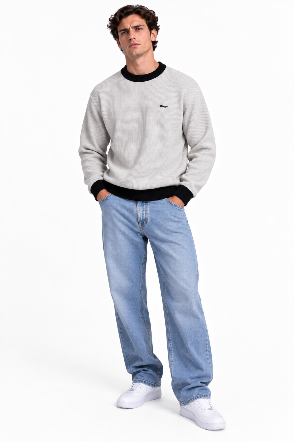Premium Velvet Knit Crewneck – Pearl Grey