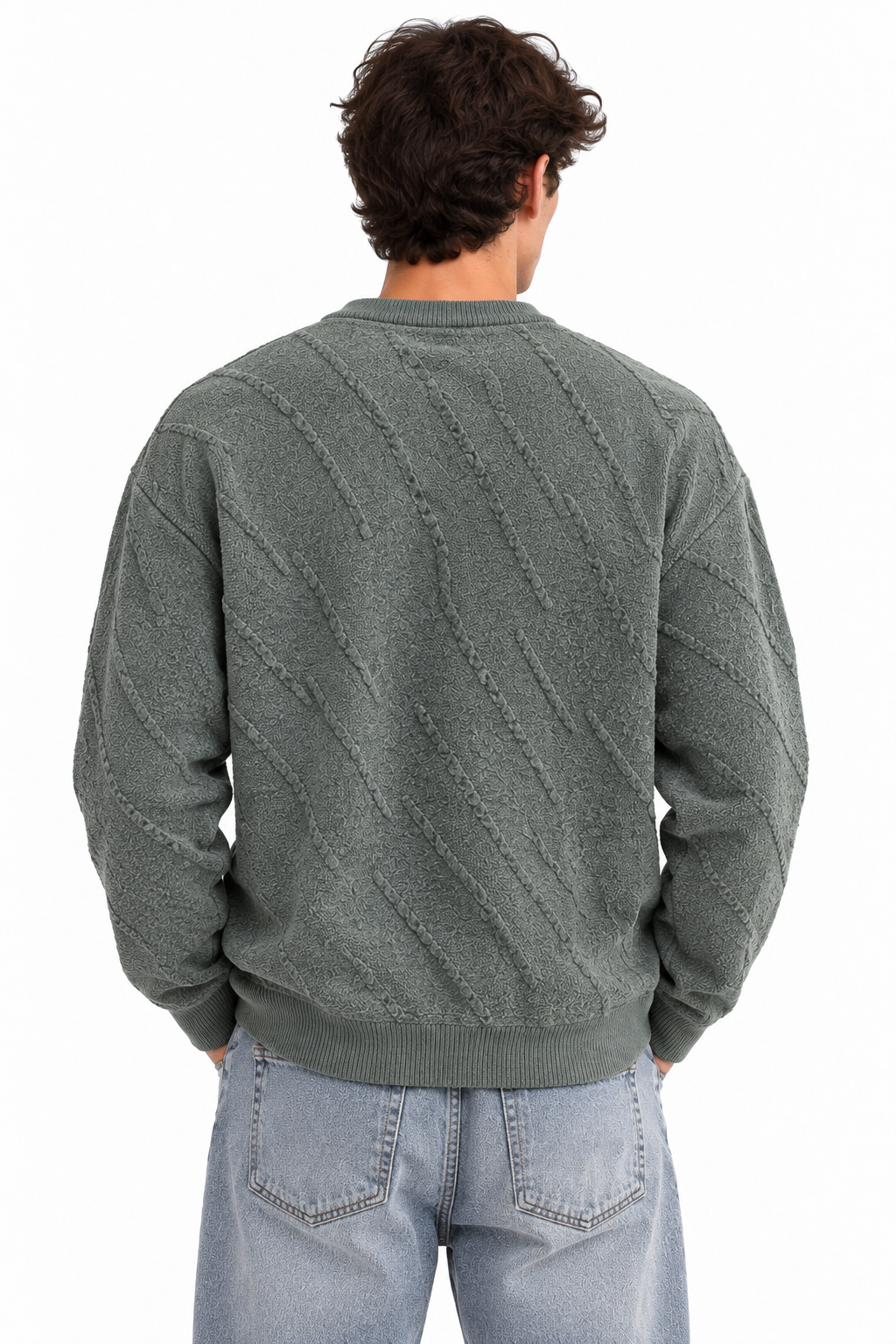 Premium Linear Structure Knit – Olive