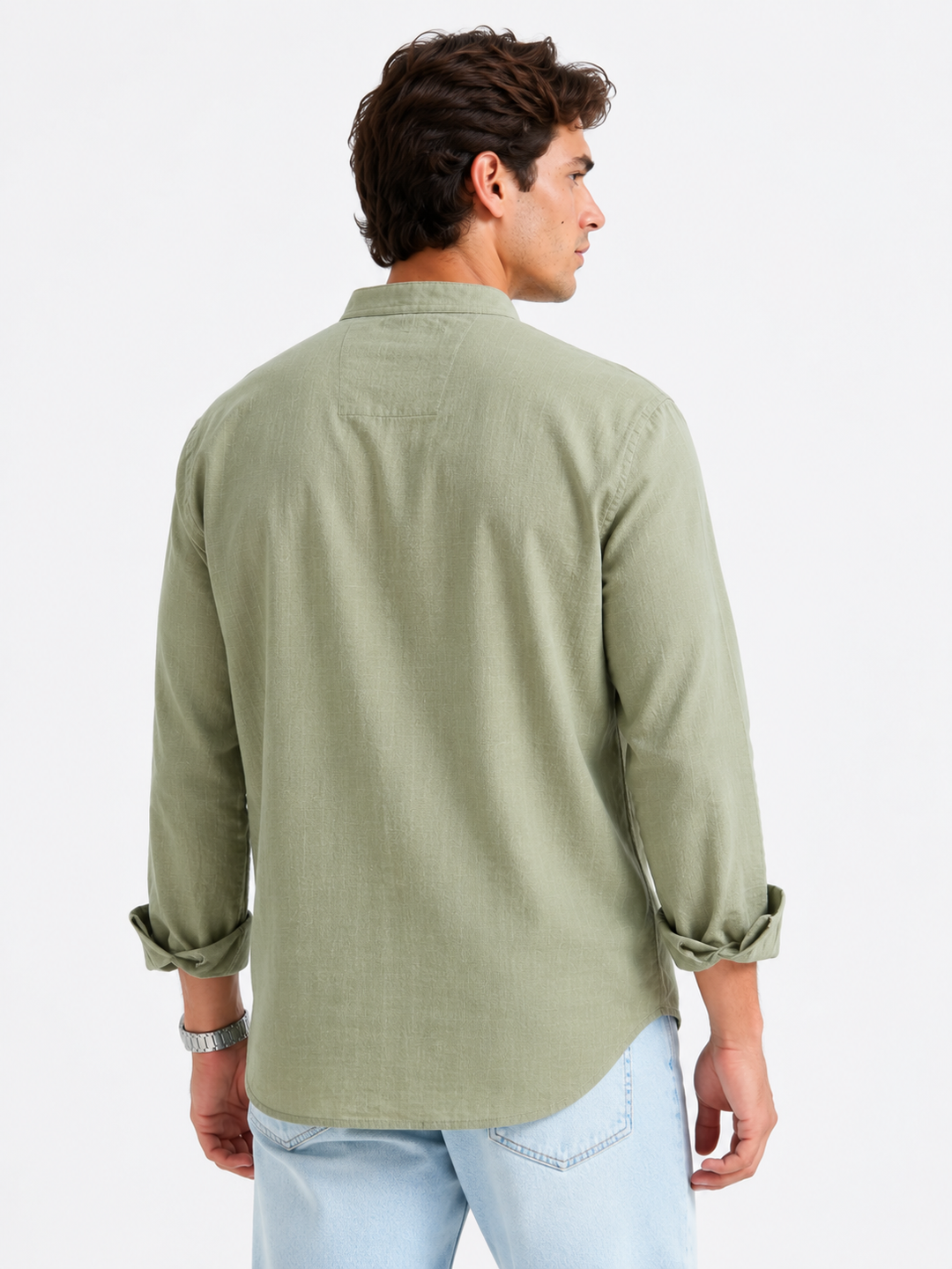 Linen Popover Shirt Sage Green